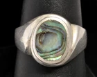 Abalone Paua Shell Sterling Silver Ring Size 9.75 Vintage 925 Oval Raised Bezel