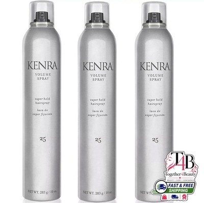 KENRA #25 VOLUME SPRAY 10 Oz  SUPER HOLD FINISHING HAIRSPRAY  Pack of 3 Cans