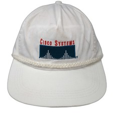 Sportcap 5 Panel White Cisco Systems Rope Hat Slideback Adjustable Logo Vintage