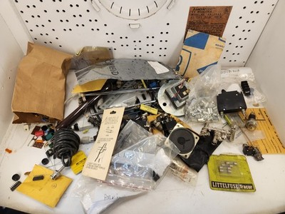 Vintage Electronics Parts Lot   Switches, Fuses, Hardware, Speaker, ICs, Misc