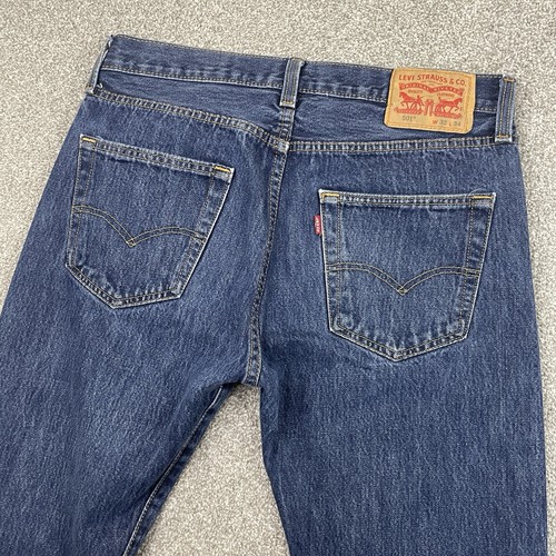 Levis Jeans Mens 32x34 Blue 501 Button Fly Straight Denim Modern Western Cowboy
