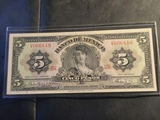 1963 MEXICO 🇲🇽 5 PESOS GYPSY NOTE BANKNOTE UNC.