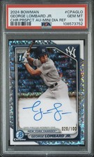 2024 Bowman Chrome 1st Bowman George Lombard Jr Mini Diamond Auto /100 PSA 10