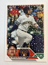 2023 Topps Holiday Blake Perkins RC Milwaukee Brewers Baseball Card H19 Rookie. rookie card picture