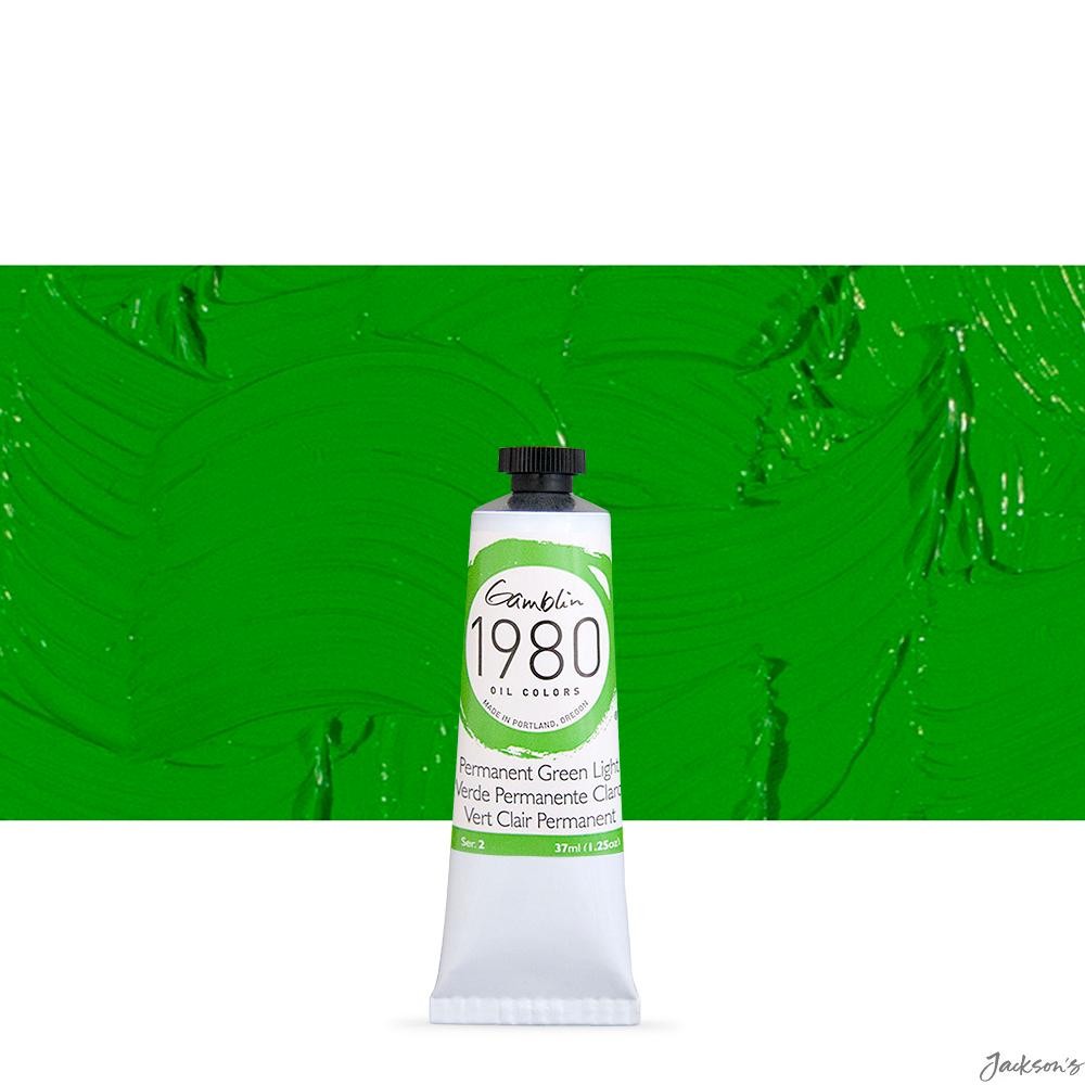 Gamblin 1980 Oil Paint Refined Linseed Oil 37ml Permanent Green Light