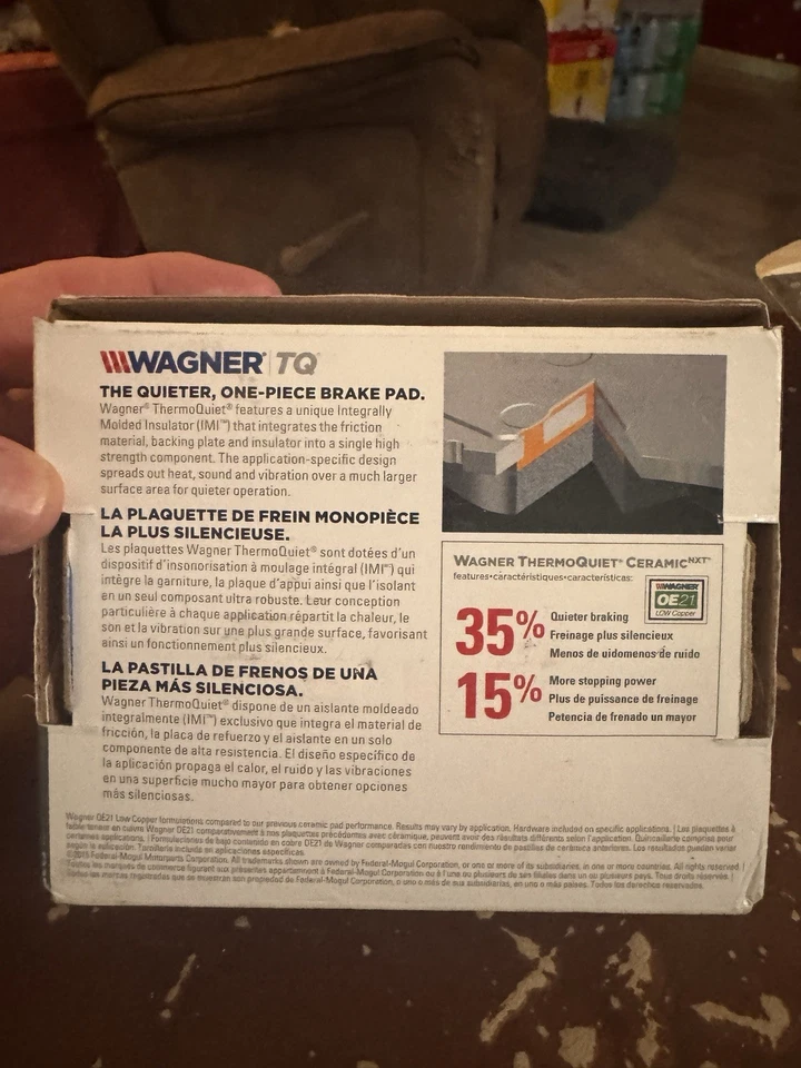 Juego de pastillas de freno de disco trasero ThermoQuiet genuino WAGNER BRAKE cerámica QC1915 Foto 3 de 4
