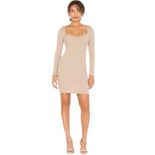 ASTR the Label Hook & Eye Bodycon Dress in Taupe Sz SML Bustier Milkmaid