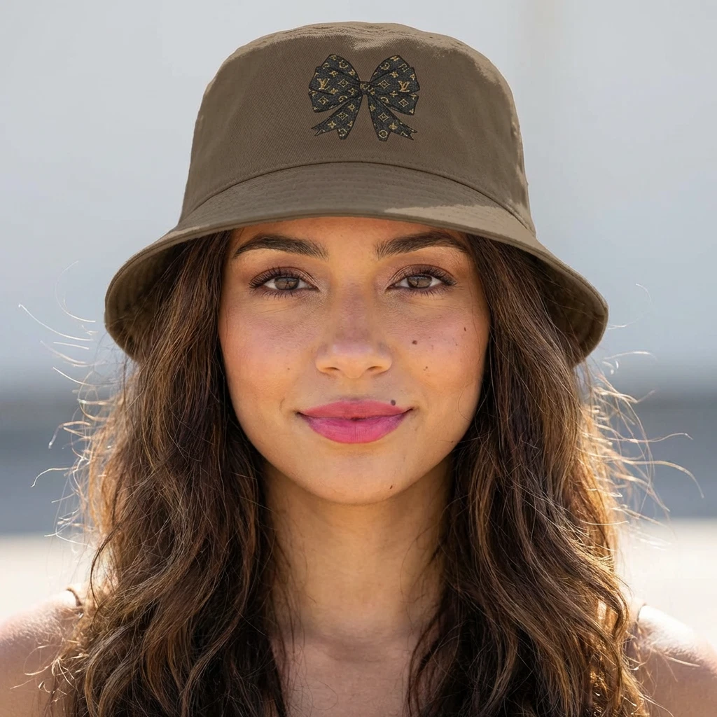Li.itted Edition Floral Bow Bucket Hat | Brown Patterned Ribbon
