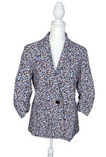 Jones New York Floral Structured Blazer Women's Size S Single Button 3/4 Sleeve