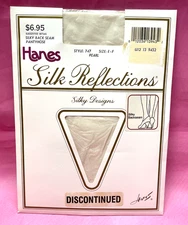 Vintage Hanes Silk Reflections Silky Pearl Backseam Style 747 Pantyhose Size E-F