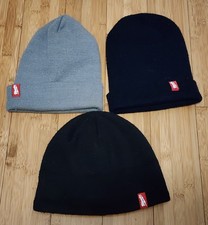 Milwaukee 3M Thinsulate Rolled Beanie And Lined Beanie Black Gray Hat OS Bundle