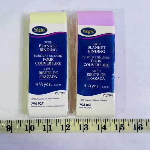 Weights Satin Blanket Binding Baby Maize & Pink 2" x 4.75 Yard Lot of 2 New - Picture 5 of 5