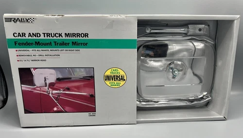 Vintage Rally Chrome Universal Car And Truck Fender-Mount Trailer Mirror