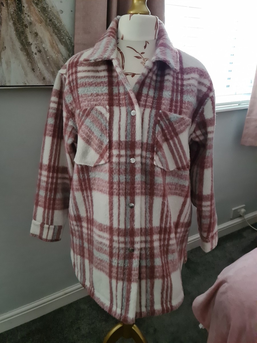 Matalan Papaya Pink Check Shacket BNWT Size 16 UK