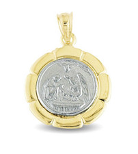 14k Two Tone Gold Baptism Religious Pendant