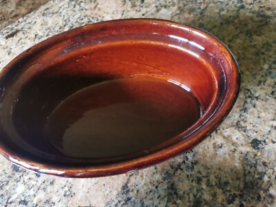 Casserole Ancienne En Terre Cuite Vernie Marron - Poêle à Fond Plat - Cuisine Traditionnelle