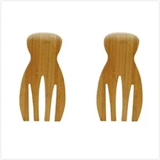 2 Pcs Natural Bamboo Salad Hands for Salad Mixing Fork Server Set S-4564
