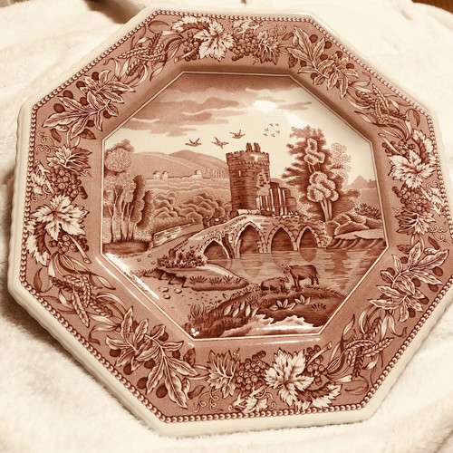 BEAUTIFUL 9” SPODE ARCHIVE SUTHERLAND COLLECTION LUCANO PLATE PINK/RED ENGLAND - Picture 1 of 4