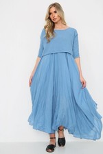 New 2 Piece Set Ladies Italian Lagenlook Lightweight Cami Maxi Dress & Over Top 