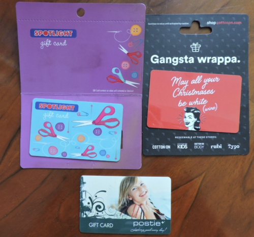 3 DIFFERENT GIFT CARDS FROM NEW ZEALAND. NO VALUE COLLECTORS ITEM LOT 6 - Foto 1 di 1