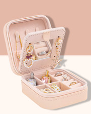 Travel Jewelry Case Organizer with Mirror Gift for Women and Girls