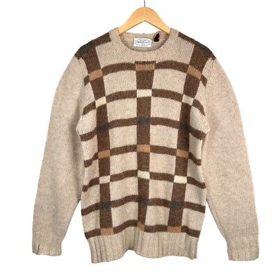 VTG 80s Palos Verdes Michael John and co 100% Shetland Wool striped sweater sz L