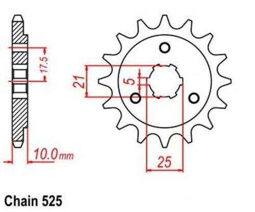 Pignon 15 dents pas 525 en acier forgé anti-usure pour Suzuki XF650 Freewind