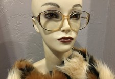 Vintage Large Round Frame Glasses Clear W/ Blue Metal Accents Women  s