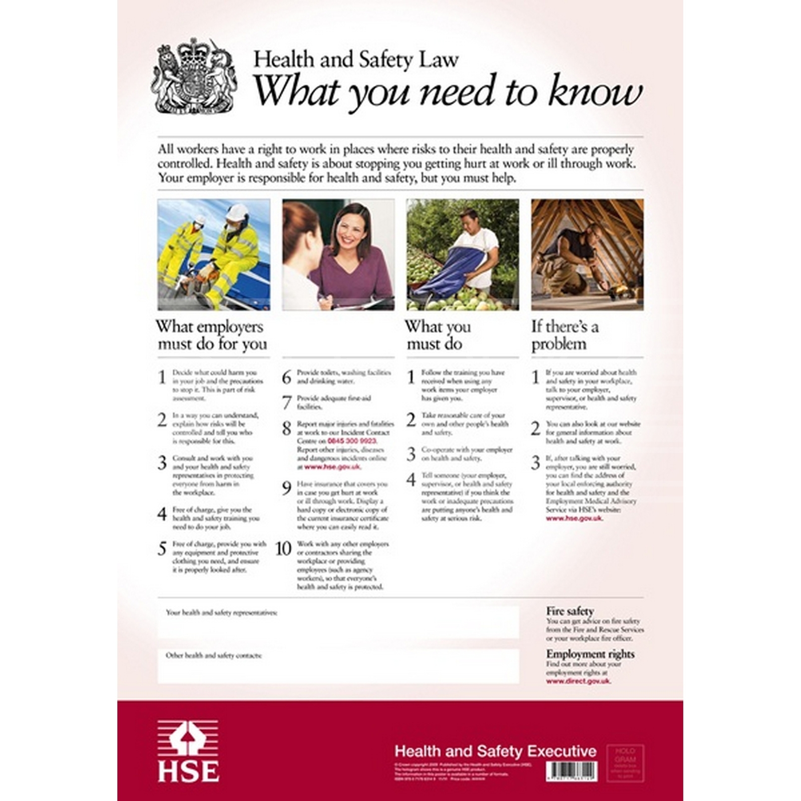 HSE Health & Safety Law Poster A2 Certified For Authenticity - HSE FHSE1