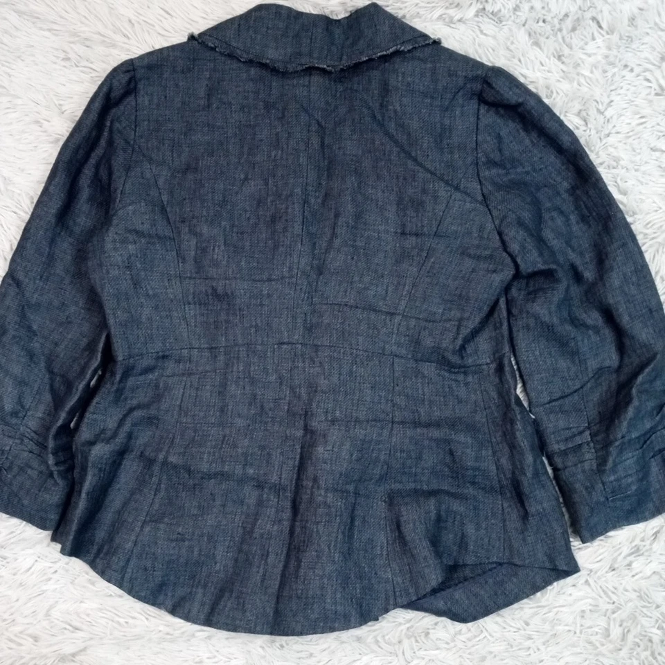 Classiques Entier куртка женщин M синий льняной блейзер застежка опрятный Cottagecorp - Изображение 2 из 4