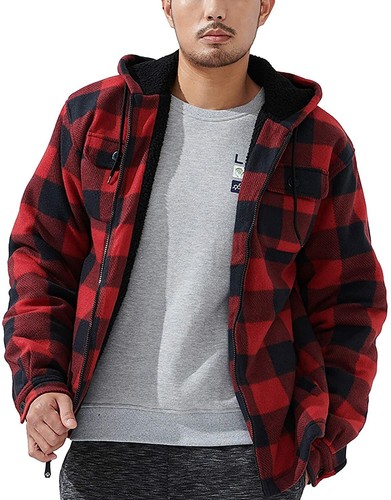 Mens Fashion Plaid Fleece Jackets 