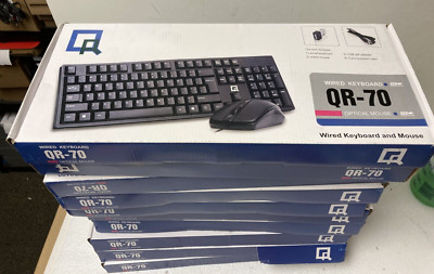 10x QR-70 Wired Keyboard and Wired Optical Mouse w/ USB Wifi Adapter&Power Cord