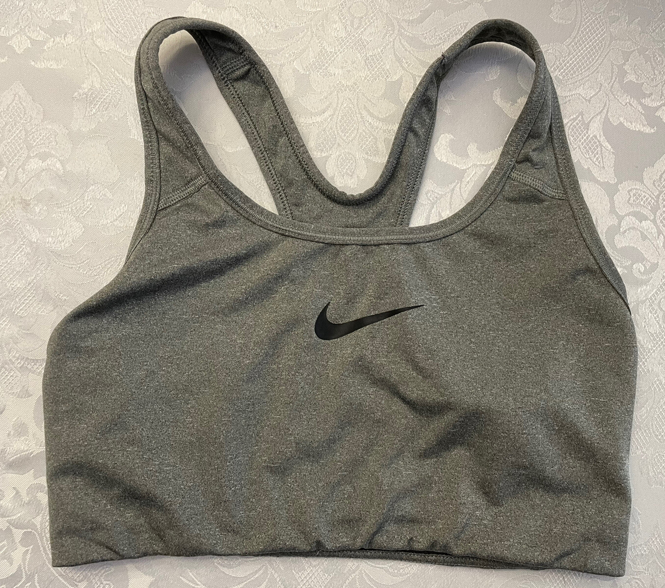 Nike Sports Bra Classic Swoosh Dri Fit Gray 842398-092 Comfort Size Medium-image