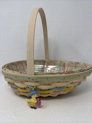 Longaberger 2009 Large Easter Egg Shape Whitewash Basket Liner & Protector Tie