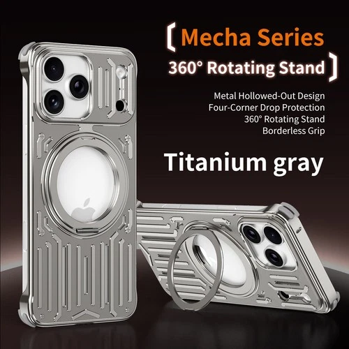 For iPhone 17/16/15 Pro Max Air Metal+TPU Case Mag Safe Stand Heat Dissipation - Picture 15 of 16