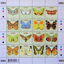 MALTA - Kleinbogen / Satz Heimische Schmetterlinge 2002 (Mi.Nr. 1217 - 1232)**