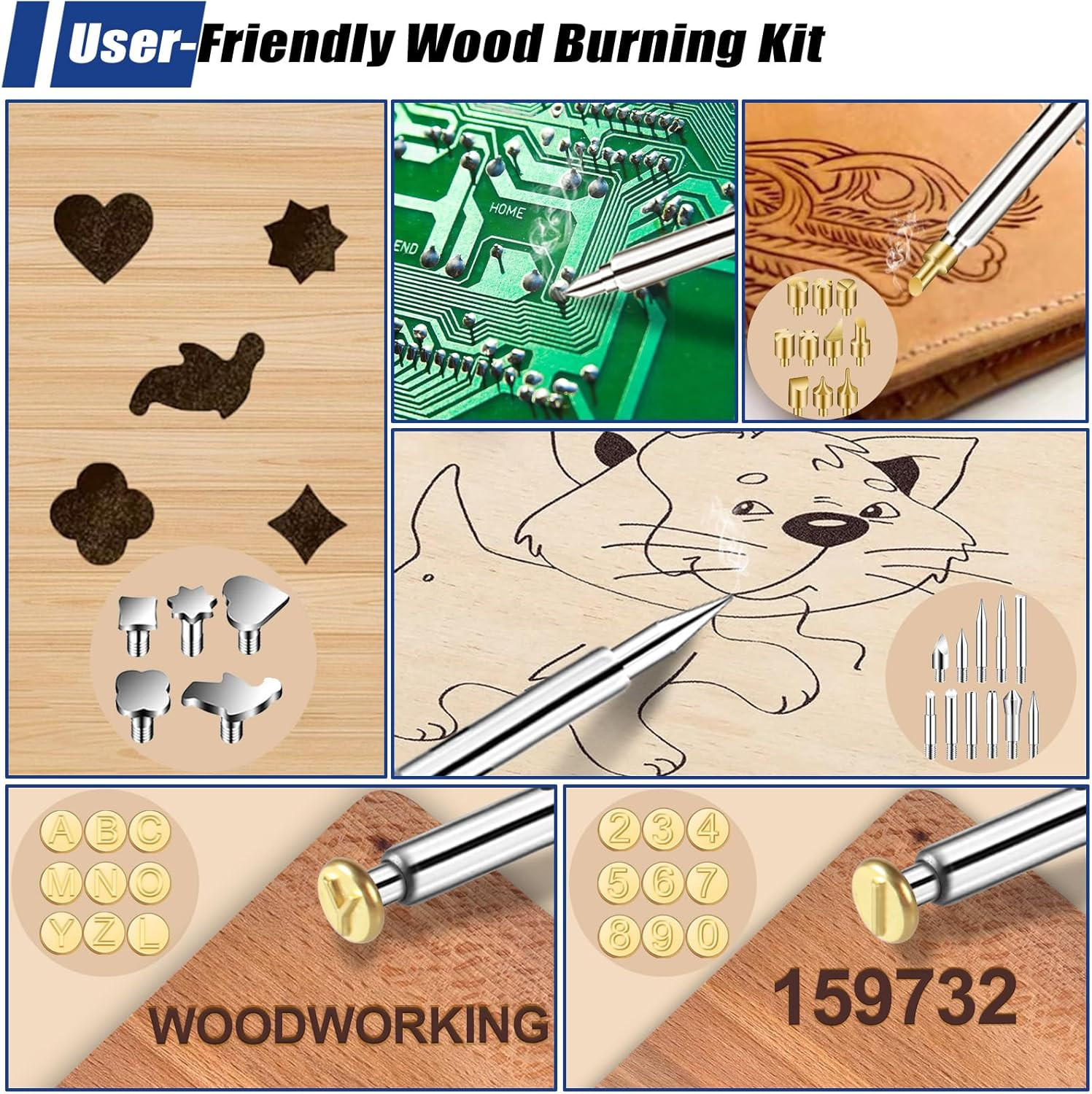 Professional Wood Burning Kit with Adjustable Temperature and 163 Accessories