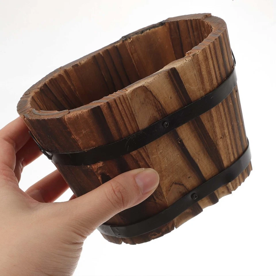  Maceta de madera de escritorio maceta maceta pequeña planta artificial Foto 3 de 4