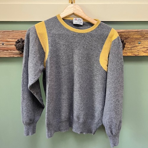 Duffer of St George, The Duffer of St George Womens Gray Yellow Colorblock Crewneck Sweater British L