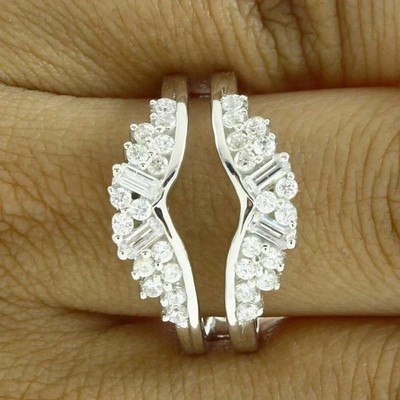 2Ct Round Cut Moissanite Women's Enhancer Engagement Ring 14K White Gold Plated