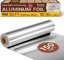 Aluminum Foil Roll, Heavy Duty 12Inx150Ft, 25 Micron Thick Strong Foils Aluminum
