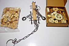 3 KIND OF TOYS STAINLESS STEEL HANGING TOY FOR PARROTS CHEWING WOODEN BLOCKS