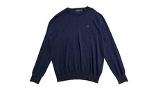 Polo Ralph Lauren Sweater Mens XL Blue Pima Cotton Crewneck Knit Pullover Logo