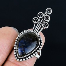 Classic Labradorite Gemstone Handmade 925 Sterling Silver Ring Size 7