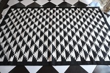 Rugmoda Cotton Black White Geometric Zigzag 5x8 ft Living Room Bedroom Area Rug