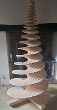 Spiral Wooden Christmas Tree - Hand made with wooden storage box. 6' tall