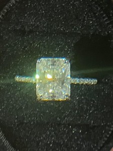 Authentic 4ct Radiant Cut VVS1 Lab-Grown Moissanite Ring 10k White Gold Plated Certified