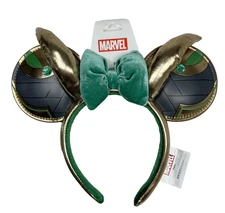 Disney Parks Marvel Loki Minnie Ears Headband Bow God of Mischief Sylvie