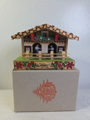 Vintage Handmade German Wooden Bavarian Folk Art Weather House #47 Original Box 