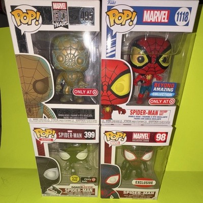 Marvel Spider-Man Lot of 4 GITD Exclusives #98 #399 #495 #1118 Spiderman